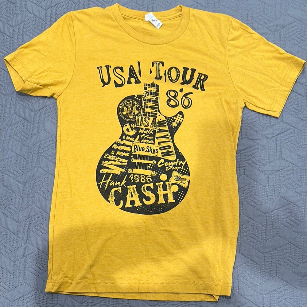 Yellow Graphic T-Shirt with USA Tour Design